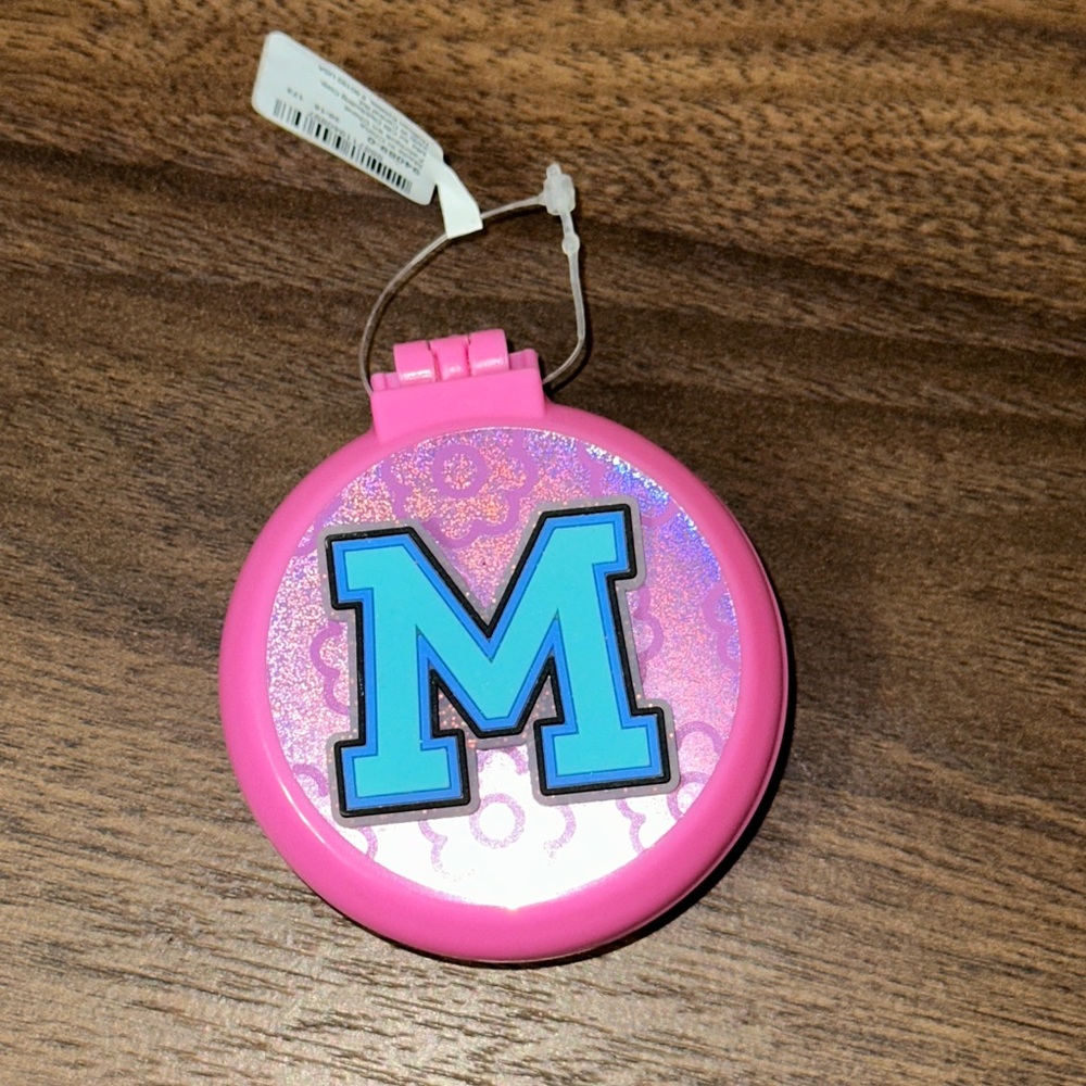 Pink and Blue Monogrammed mirror and brush Accessory